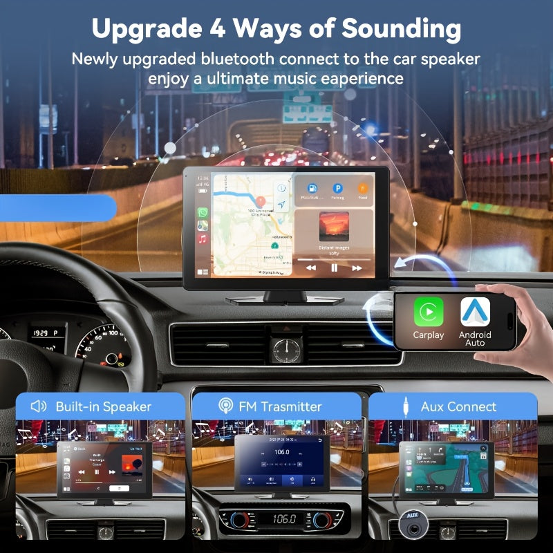 9'' 1080P CarplayTouch Screen Double, Car Stereo, Radio, MP5 Player, Car Audio Receivers, Support Mirror Link/ Hands Free Call/ BT/ FM/ Wireless Remote/ TF/ USB/ Aux with IR Remote Control, Driving Navigation Aid, Hands-Free