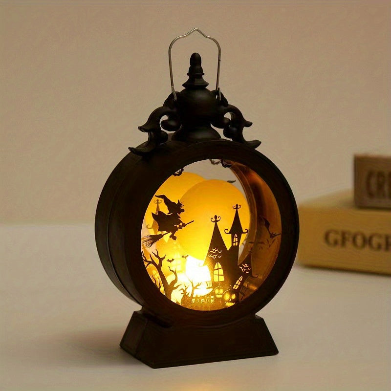 Vintage LED Hanging Storm Lantern - Create Enchanting Halloween Magic with Its Warm Flickering Glow and Authentic Vintage Style - Safe, Energy-Saving, Weatherproof, Reusable