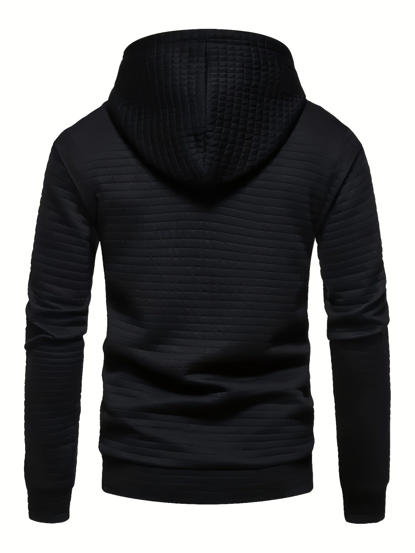 Plus Size Men's Solid Textured Hoodie Spring Fall Winter Hooded Sweatshirt For Big & Tall Males, Men's Clothing