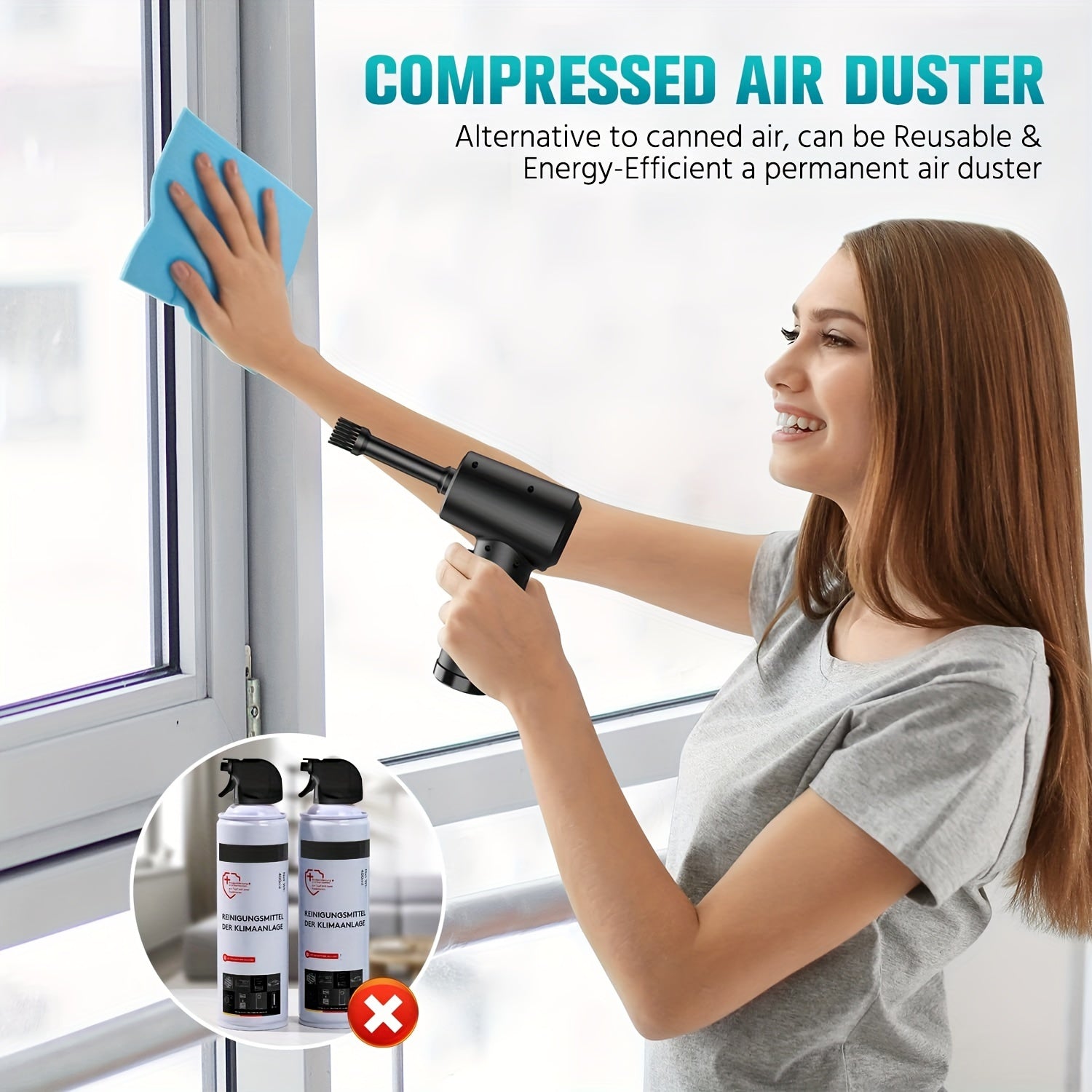 4000mAh Rechargeable Portable 3-Speed Electric Air Duster with LED Light, Cordless, Fast Charge, Ideal for Keyboards & Electronics, Black