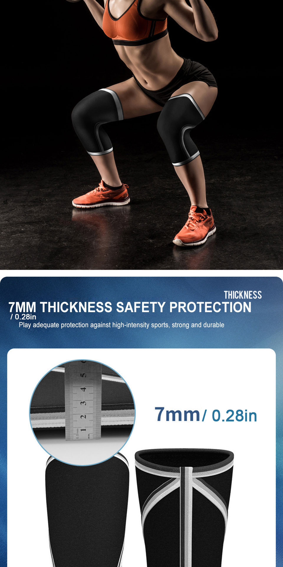 1pair AOLIKES Knee Support Sleeves - 7mm/0.28in Neoprene Compression Sports Protector for Men and Women, Enhancing Performance and Reducing Injury Risk