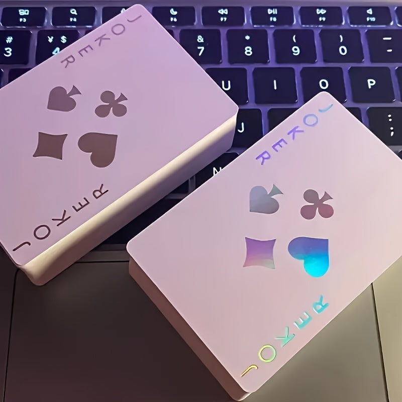 Vibrant Laser-Engraved Playing Cards - 54pcs Set for Parties & Gatherings, Durable Plastic, Ideal for Halloween & Christmas Gifts