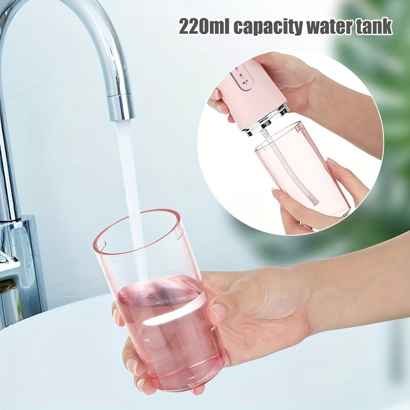 1pc Portable Dental Water Flosser, USB Rechargeable Water Jet Floss Tooth Pick 4 *Jet Tip 3 Modes Wireless Security Home Electronics Cute Gift, 5V Mobile Phone Data Cable, USB Socket, Power Bank Charging