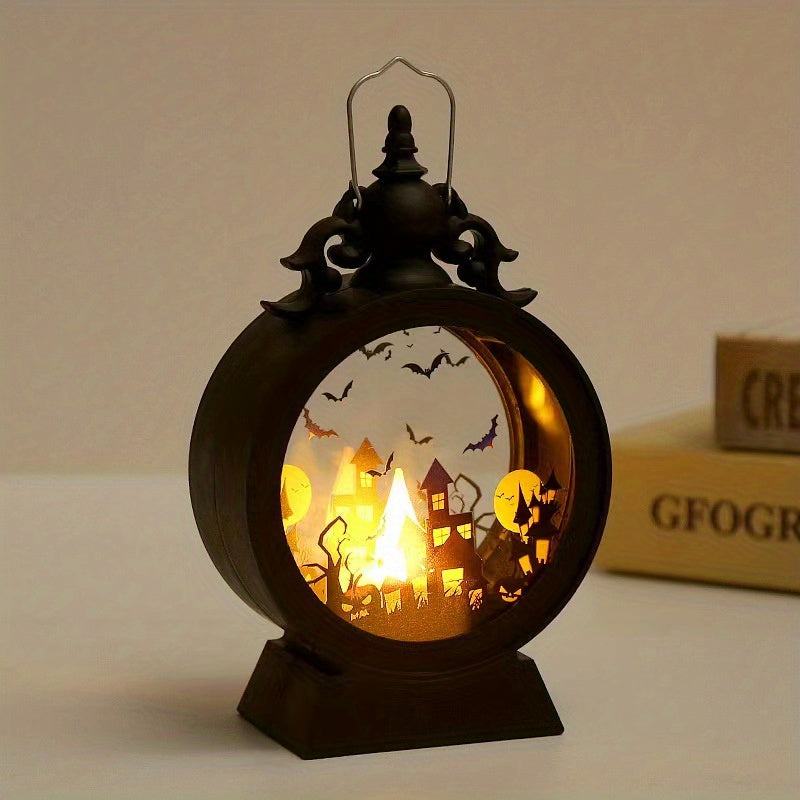 Vintage LED Hanging Storm Lantern - Create Enchanting Halloween Magic with Its Warm Flickering Glow and Authentic Vintage Style - Safe, Energy-Saving, Weatherproof, Reusable