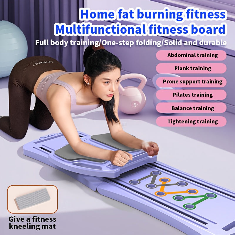 8-in-1 Home Gym Fitness Set with Abdominal Trainer, Balance Board, Resistance Bands, Yoga Mat & Pull-Up Bars - Full-Body Workout System for Core Strength, Cardio, Pilates, Sliding/Running Training - Manual Operation, No Batte