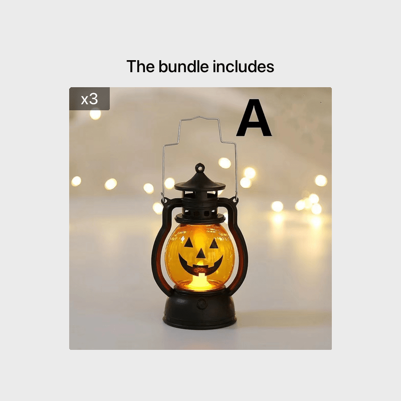 1pc Halloween Oil Lamp, Portable Pumpkin Skull Pony Lantern, Bar Party Atmosphere Light, Halloween Decoration