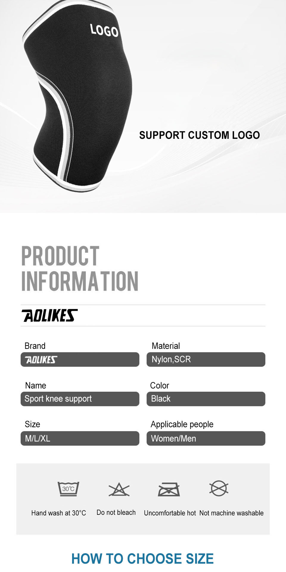 1pair AOLIKES Knee Support Sleeves - 7mm/0.28in Neoprene Compression Sports Protector for Men and Women, Enhancing Performance and Reducing Injury Risk