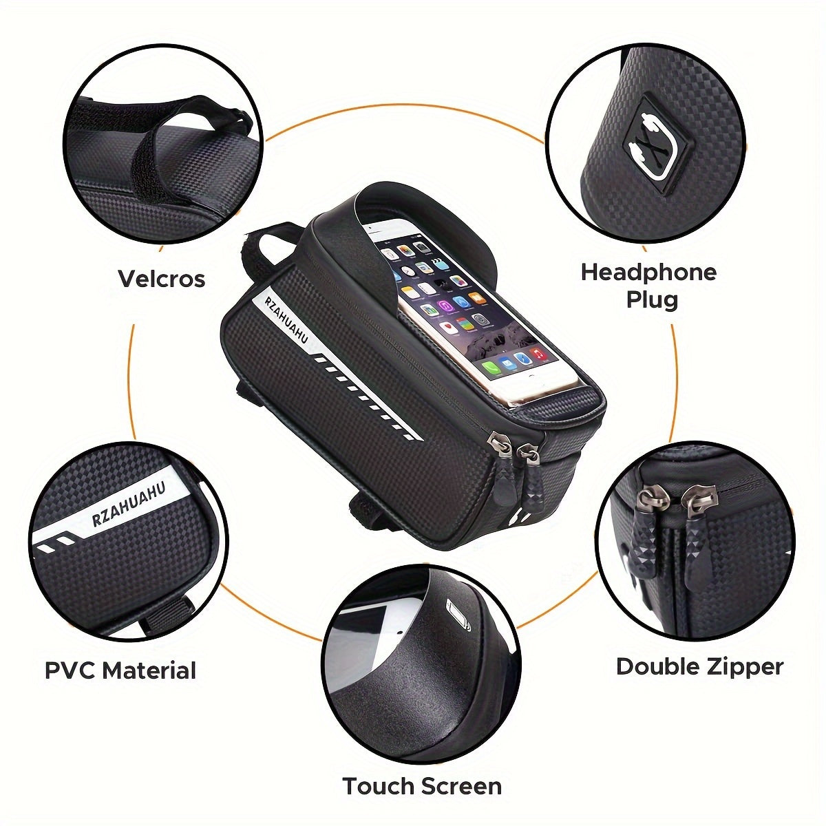 Waterproof Bike Front Frame Bag With TPU Touch Screen Visor And Rain Cover - Bike Storage And Phone Holder For Mountain Bikes (suitable For Phones Under 7 Inches)