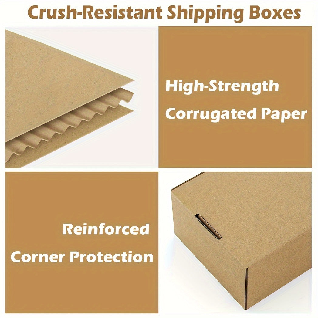 50pcs Brown Corrugated Mailer Boxes, 5.91x3.94x1.57inch, Triple Layer Extra Hard, Lid Included for Shipping Crafts, Electronics, Fragile Items - No Odor, Ideal for Small Businesses and Gift Packaging, Shipping Supplies | Neut