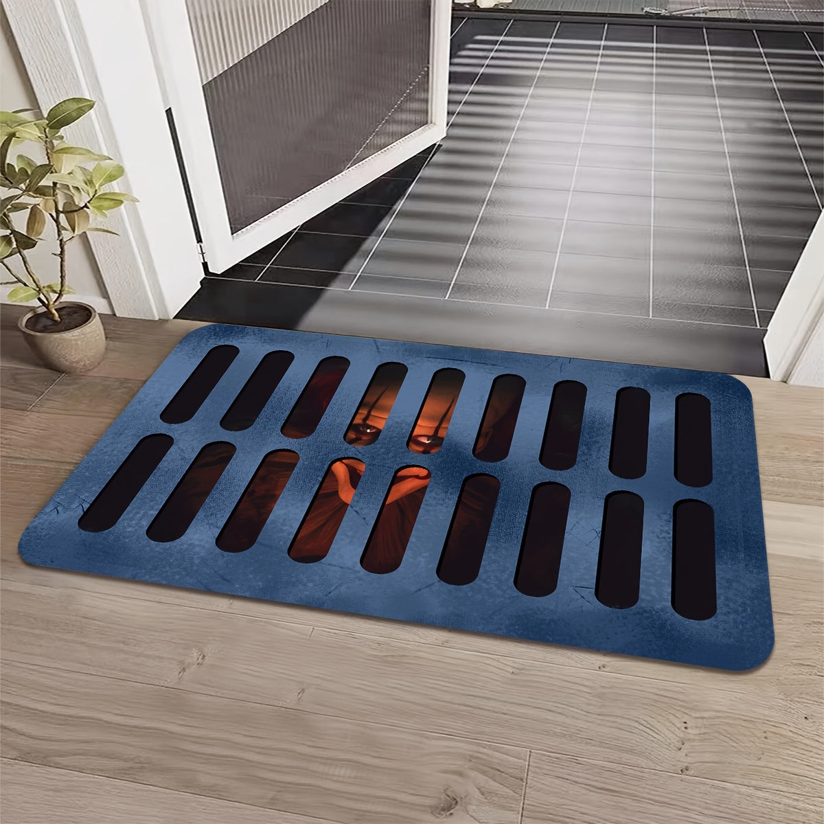 Spooky Halloween Clown Sewer Print Door Mat - Non-Slip, Stain-Resistant Polyester Rug for Home Decor, Perfect for Bedroom, Living Room, Kitchen Entrance