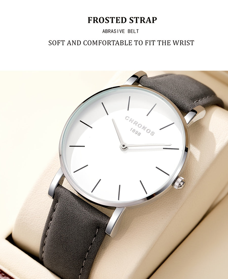 CHRONOS Men'S Classic Minimalist Watch - High Quality up to 1181.1inch, Quartz Movement Watch with Black Strap, Everyday & Formal Wear for Business, Sports, Gifts - Ideal for Men, Students, Professionals - Birthday/Christmas