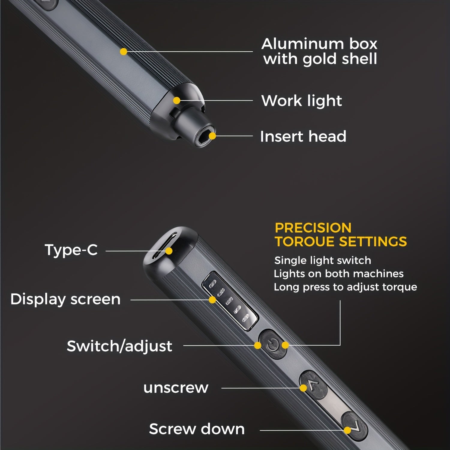 VMAN 46-in-1 Mini Electric Precision Screwdriver Set with Magnetic Bits (, 46 Bits) - - -like Repair Tool Kit for Electronics, Smartphones, Laptops, Watches, Cameras - Compatible with H4 Flashlights &