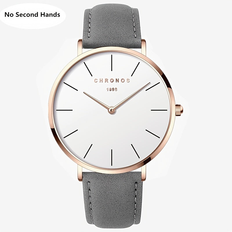 CHRONOS Men'S Classic Minimalist Watch - High Quality up to 1181.1inch, Quartz Movement Watch with Black Strap, Everyday & Formal Wear for Business, Sports, Gifts - Ideal for Men, Students, Professionals - Birthday/Christmas
