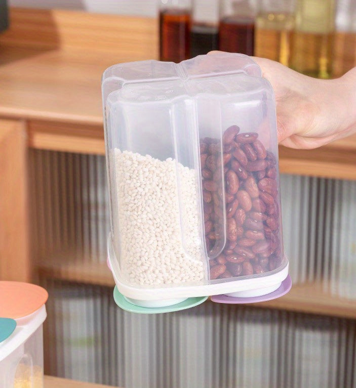 1pc Large Capacity Moisture-Proof Cereal Jar with Divided Compartments - Food Jars & Canisters for Home Kitchen Storage, Airtight Freshness Keeper, Easy Organization, and Space-Saving Design