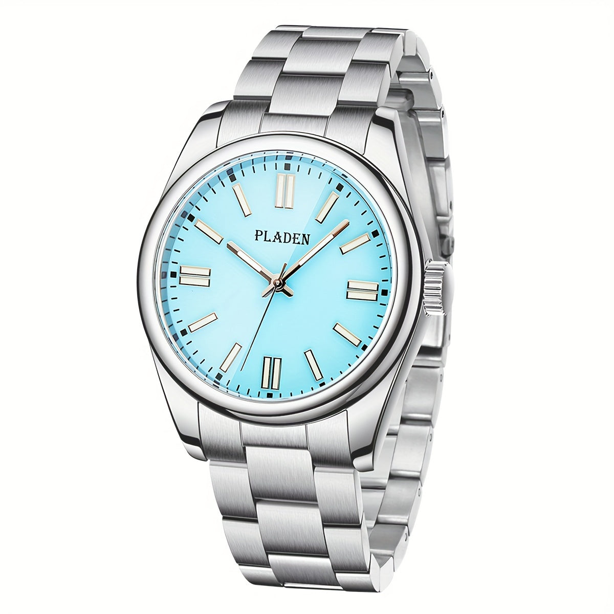 PLADEN Stylish Classic Stainless Steel Business Luminous Quartz Watch, Men's Gift