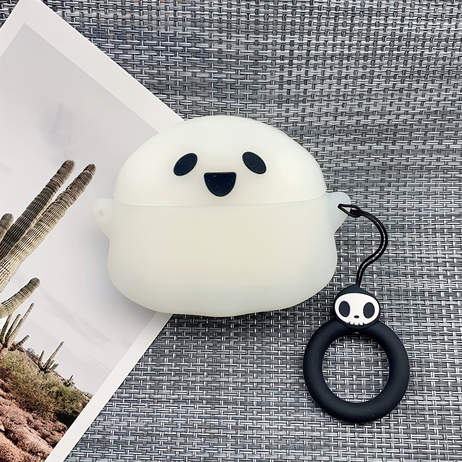 Glow-in-the-Dark Silicone Case for AirPods 1/2/Pro/3rd Gen with Keychain - Cute 3D Ghost Design, Scratch-Resistant & Fingerprint-Proof Protective Cover, Perfect Halloween Gift