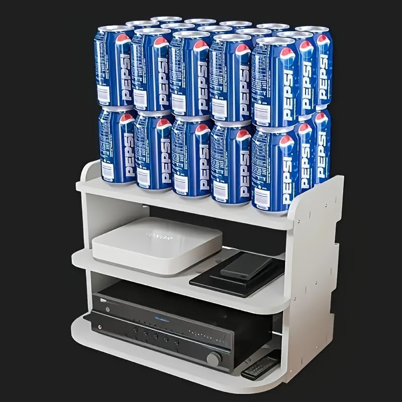 Space-Saving Wall-Mounted Shelf, Durable PVC Material, No-Drill Router & TV Top Box Organizer - Sleek White Storage Solution for Electronics, Cable Storage Organizer