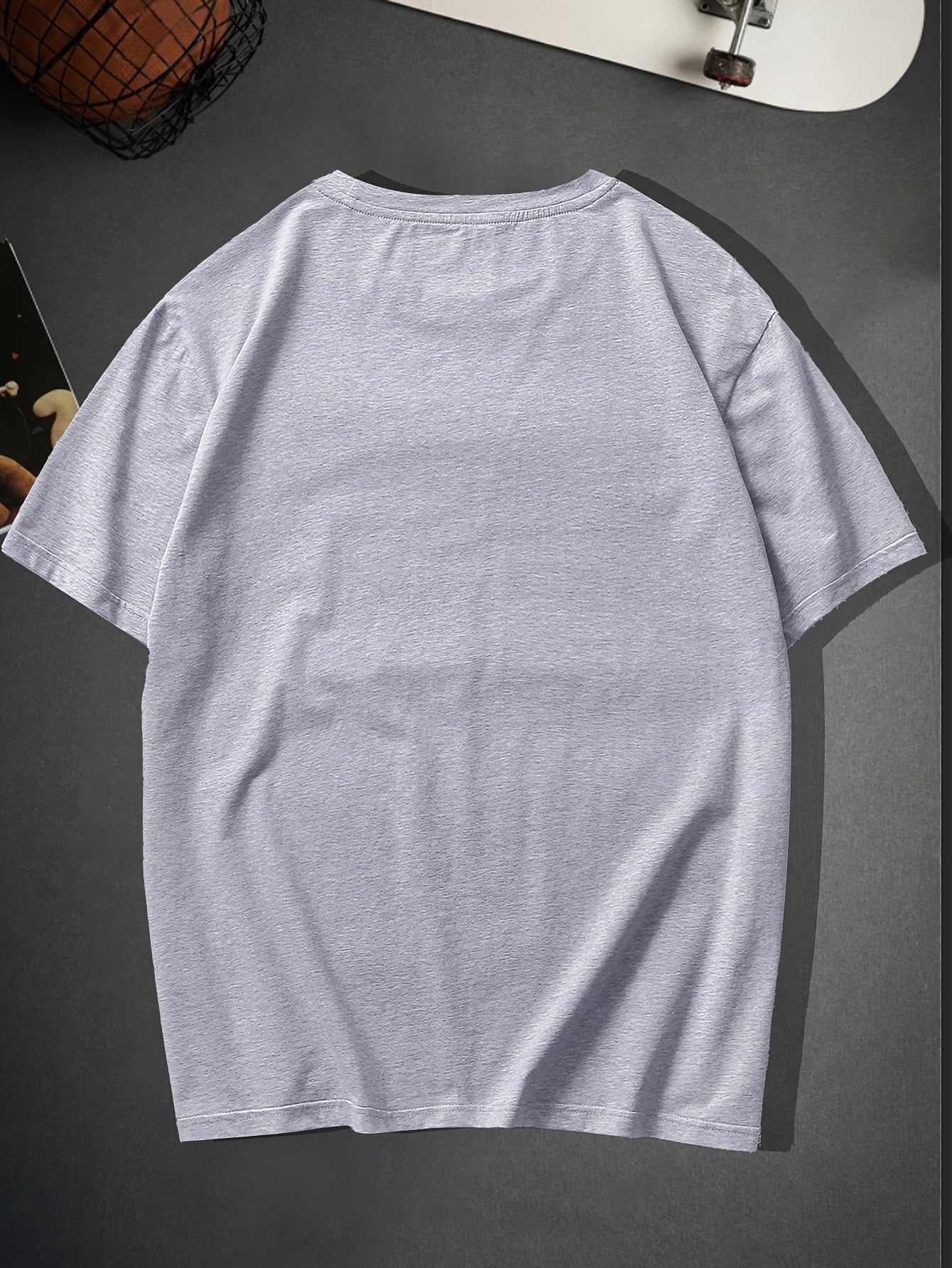 Trendy Skeleton & Letter Pattern Print Men's Comfy T-shirt For Halloween, Graphic Tee Men's Summer Outdoor Clothes, Men's Clothing, Tops For Men