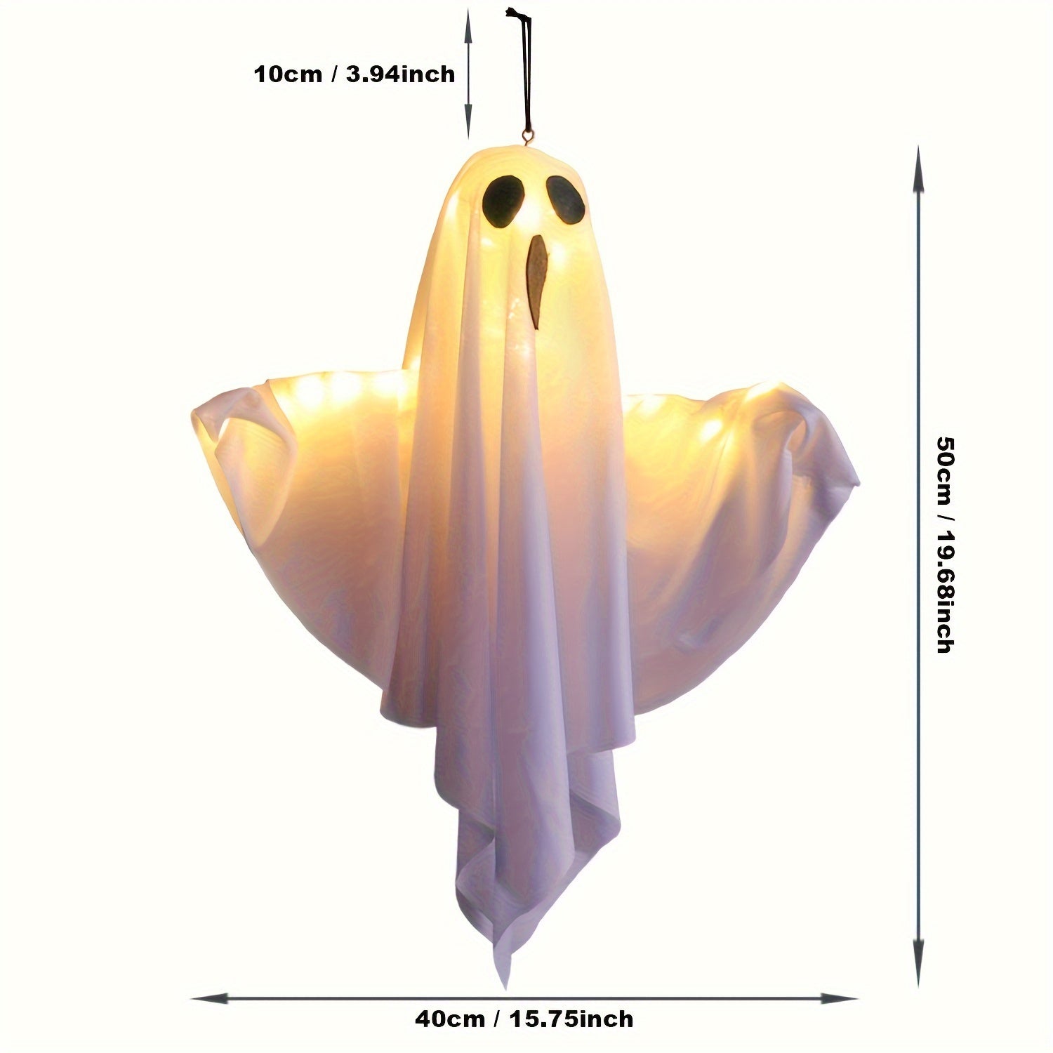 20-Inch Halloween LED Light with Hanging Rope - Spooky Fabric Decor for, Trees & Porch, 3 Flashing Modes, Battery Included