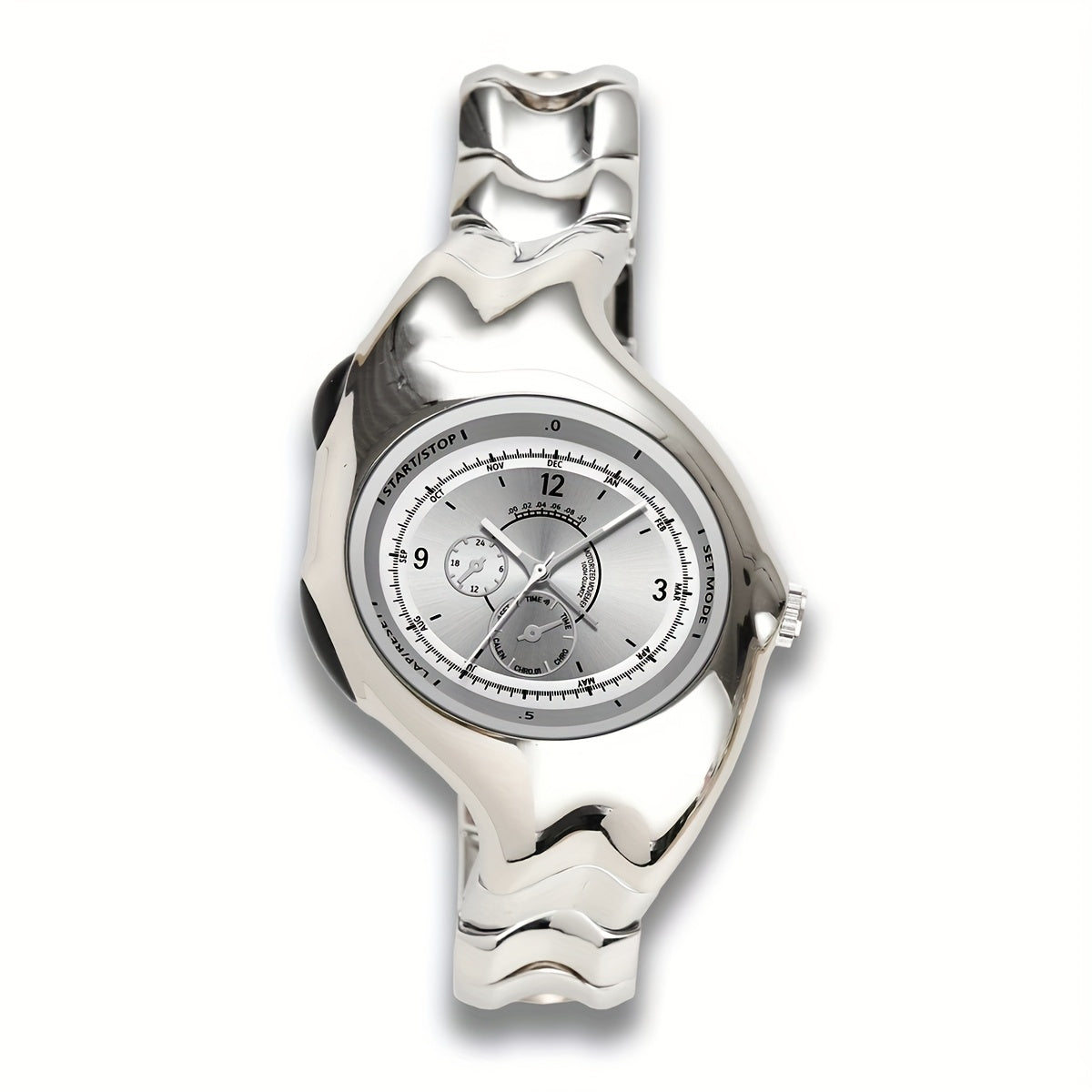 A Uniquely Shaped Y2K Original Men'S Watch, a Non-Mechanical Timepiece with a Twisted Retro Fashion, Vintage High-End, Niche Quartz Wristwatch.