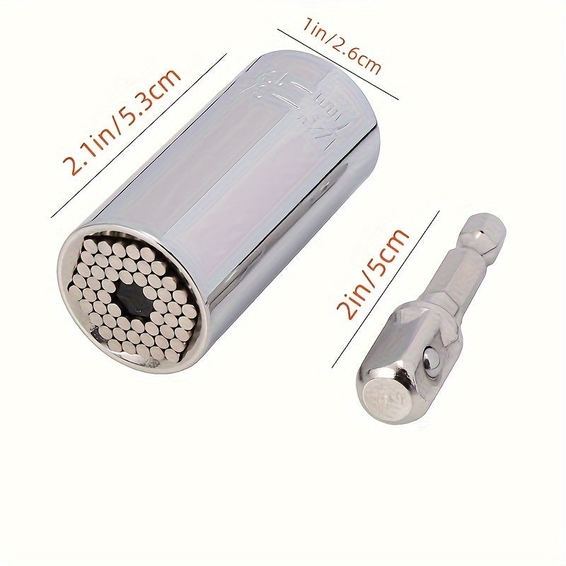 Universal Socket Wrench Set, 7-19mm, Professional Multi-Function Hand Tools, Chrome Steel with Ratchet and Power Drill Adapter, Interchangeable Iron Sockets - DIY Repair Kit - For Mechanics, Car Enthusiasts & DIYers - Perfect