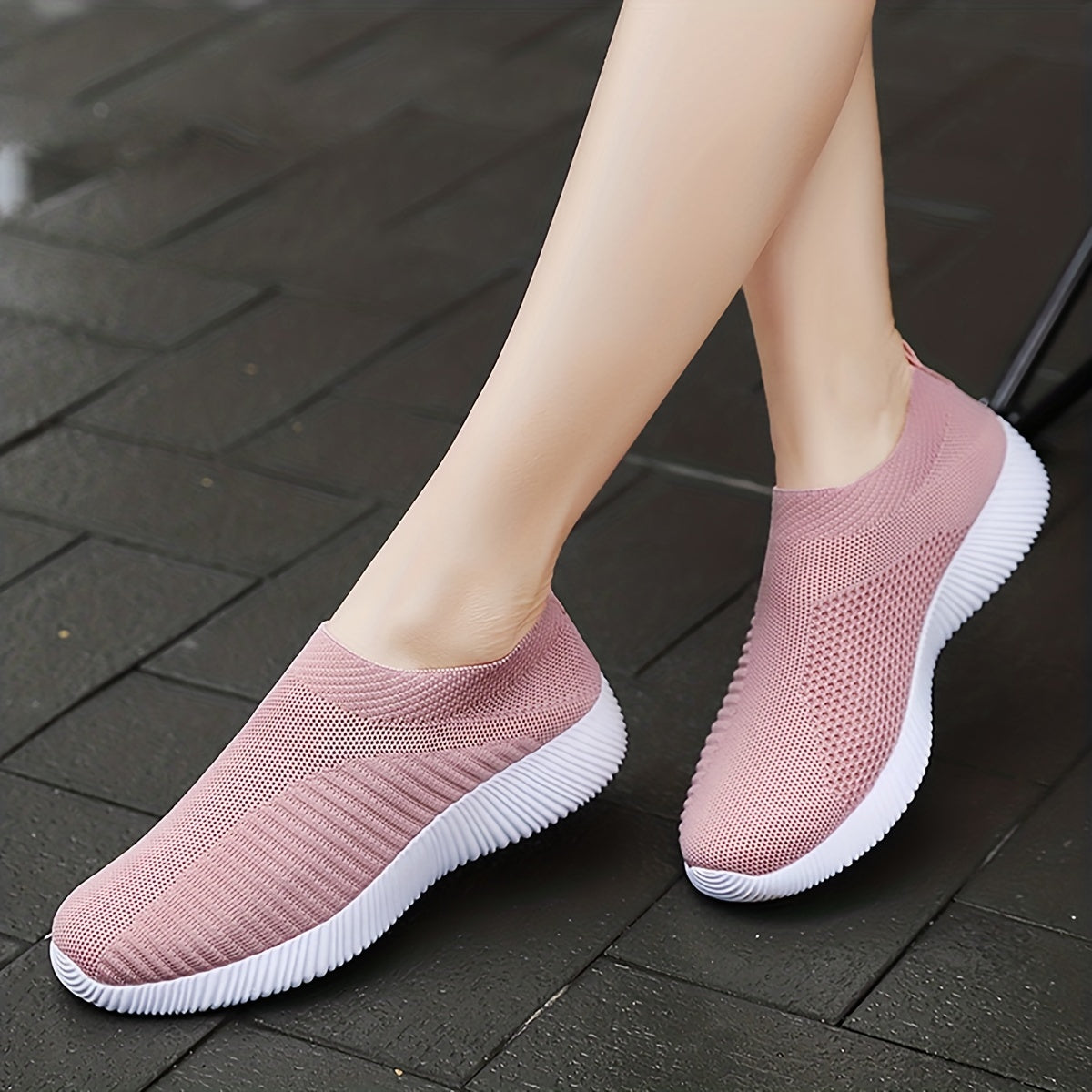 Lightweight Breathable Women's Slip-On Sneakers - Solid Color Low Top Design for Summer Casual Sports Shoes with EVA Sole and Comfort Insole