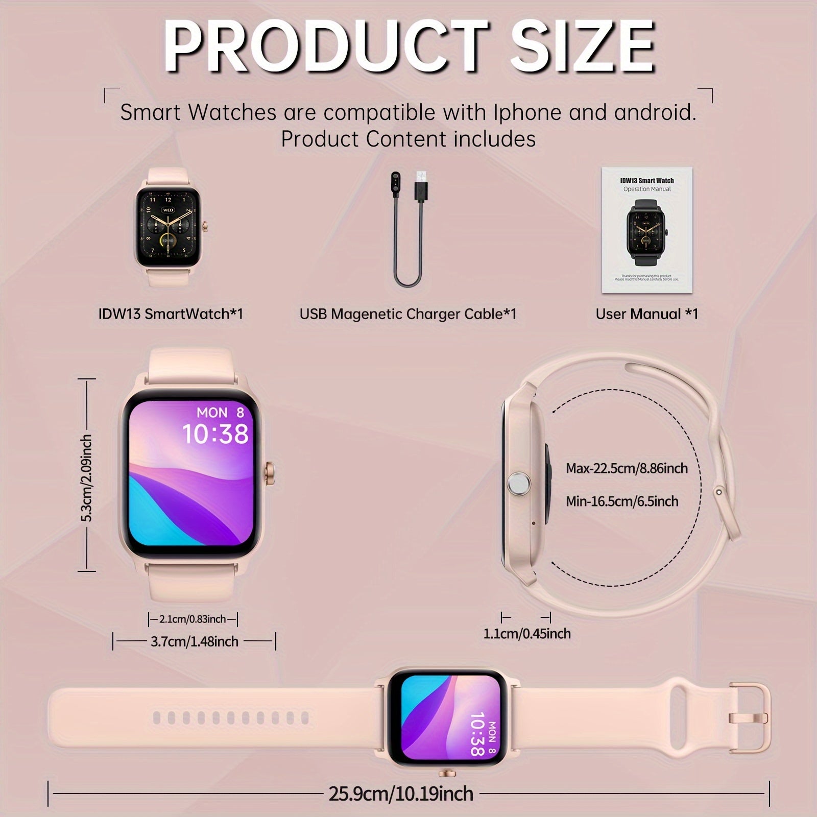 FUVEHA Smart Watch, Compatible With Android And For iPhone, Sports Electronics With Remote Camera, Men's Watch With Wireless Call And Text Reminder, Built-in Activity Fitness Tracker For 100 Sports