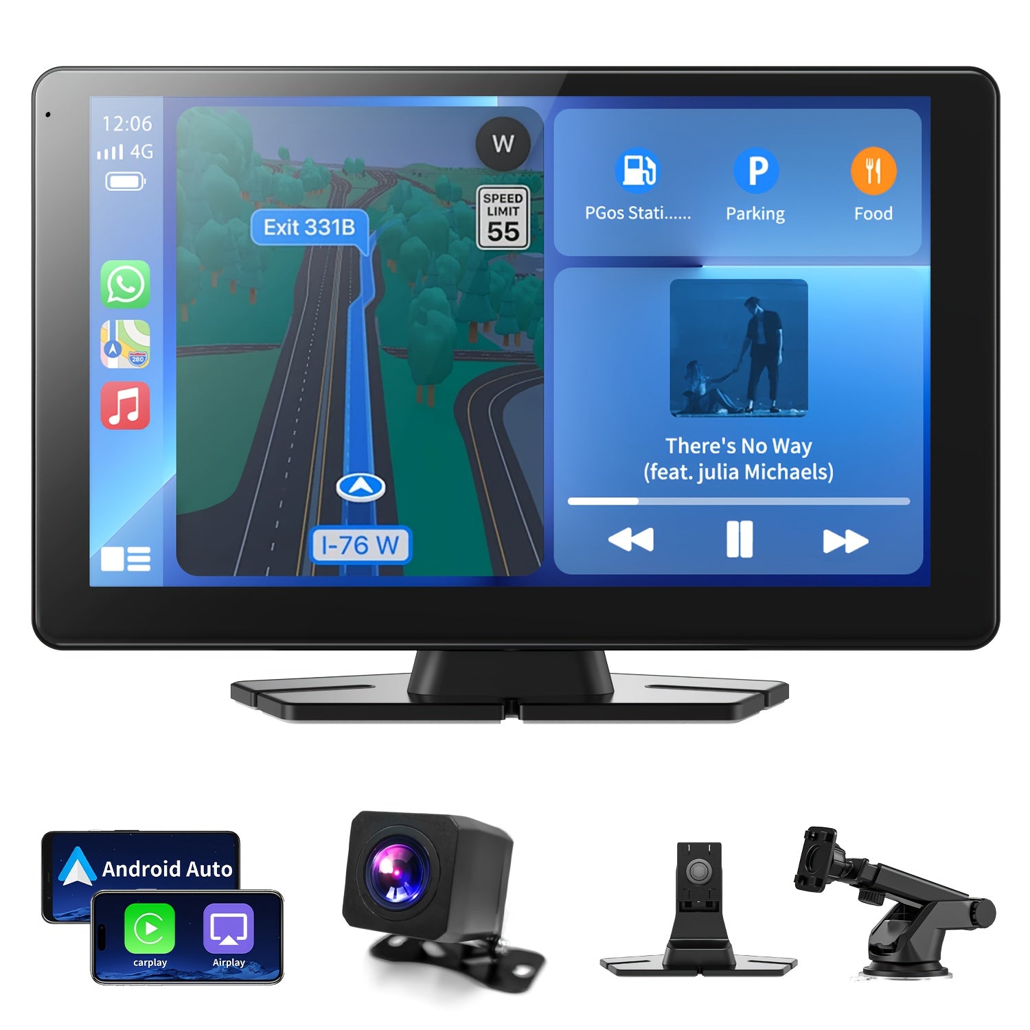 9'' 1080P CarplayTouch Screen Double, Car Stereo, Radio, MP5 Player, Car Audio Receivers, Support Mirror Link/ Hands Free Call/ BT/ FM/ Wireless Remote/ TF/ USB/ Aux with IR Remote Control, Driving Navigation Aid, Hands-Free