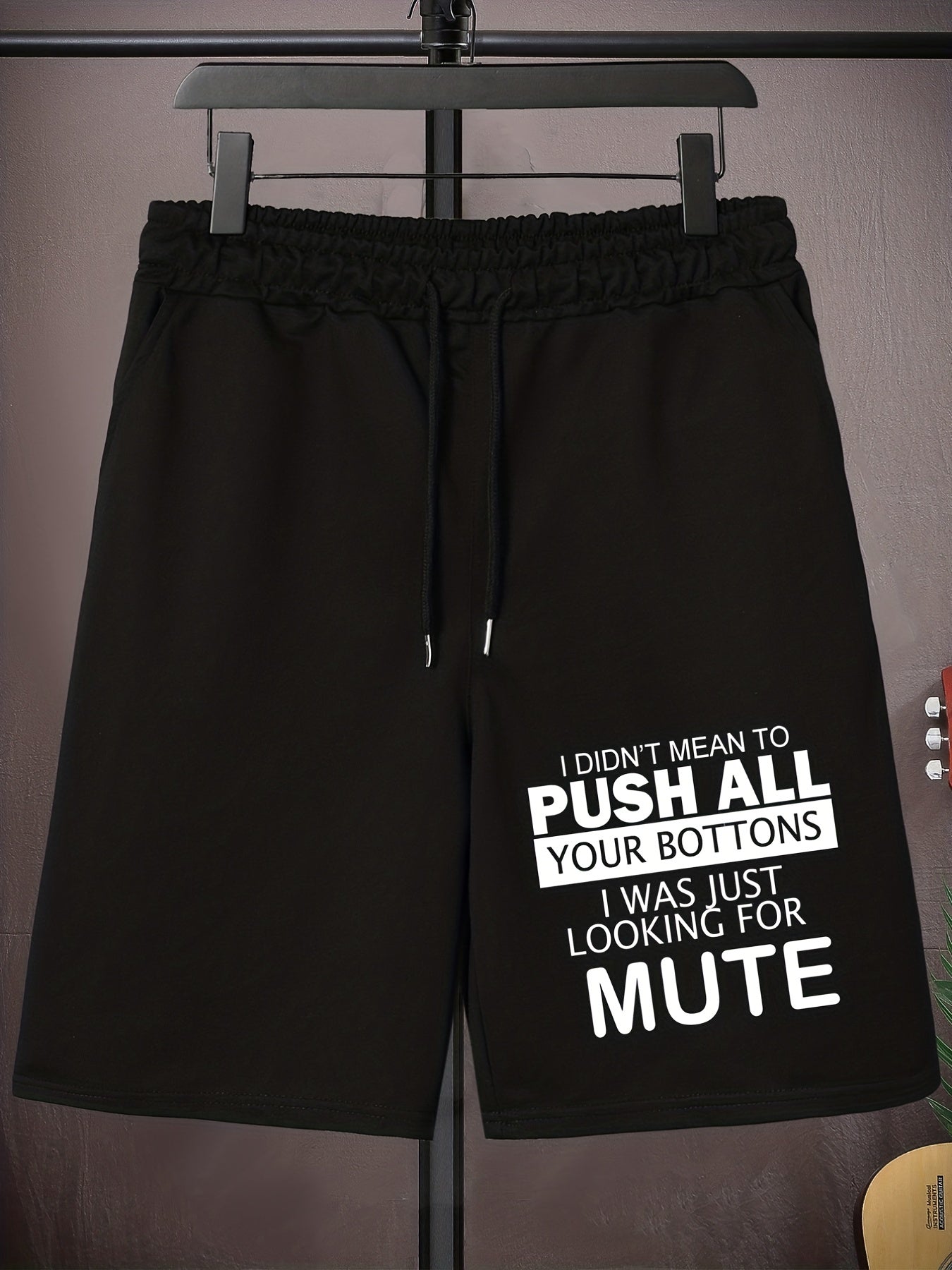 Men's Plus Size Drawstring Shorts, Alphabets Print Oversized Elastic Short Sports Pants For For Big And Tall Guys, Spring & Summer Clothing