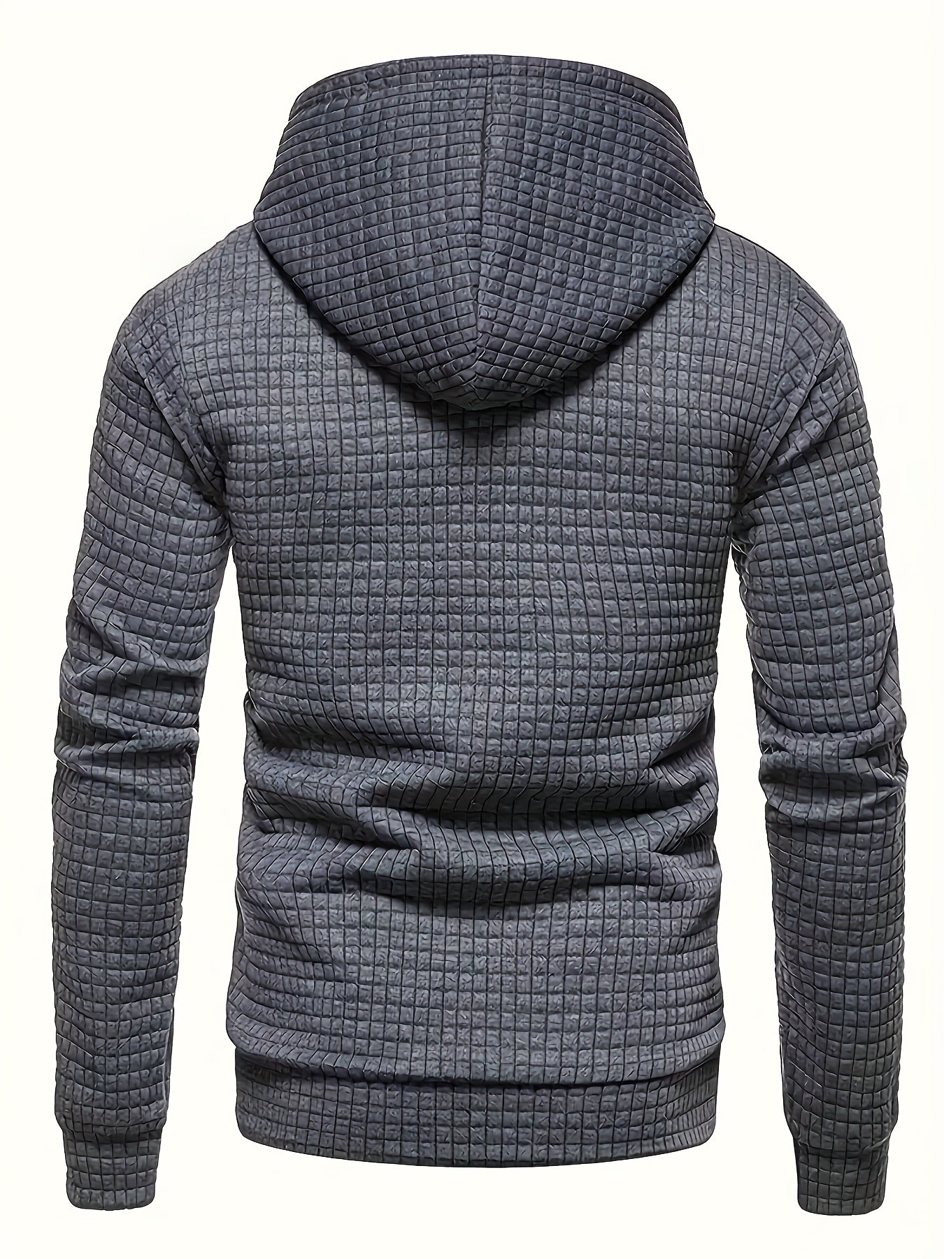 Plus Size Men's Solid Textured Hoodie Spring Fall Winter Hooded Sweatshirt For Big & Tall Males, Men's Clothing