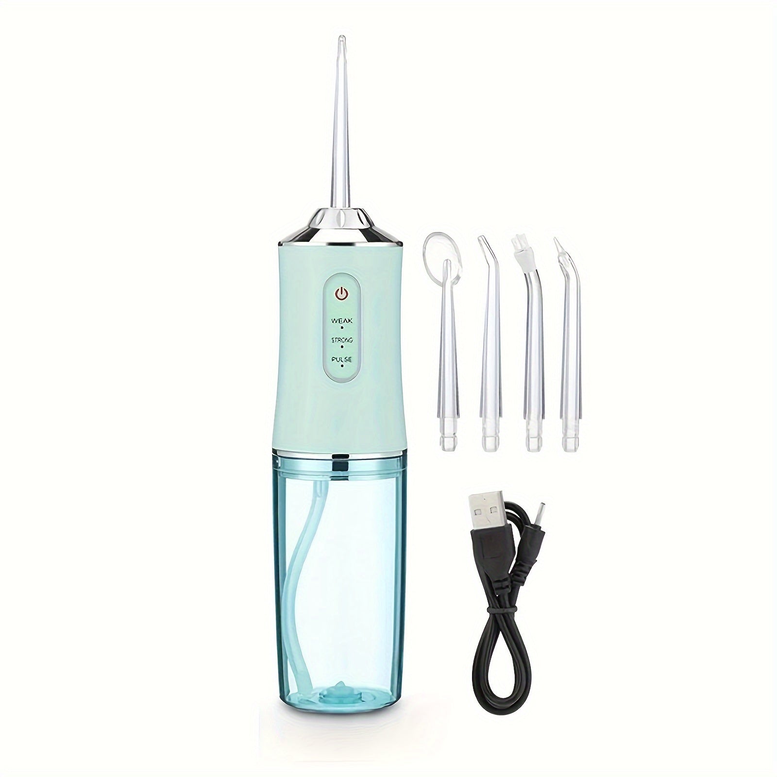 1pc Portable Dental Water Flosser, USB Rechargeable Water Jet Floss Tooth Pick 4 *Jet Tip 3 Modes Wireless Security Home Electronics Cute Gift, 5V Mobile Phone Data Cable, USB Socket, Power Bank Charging