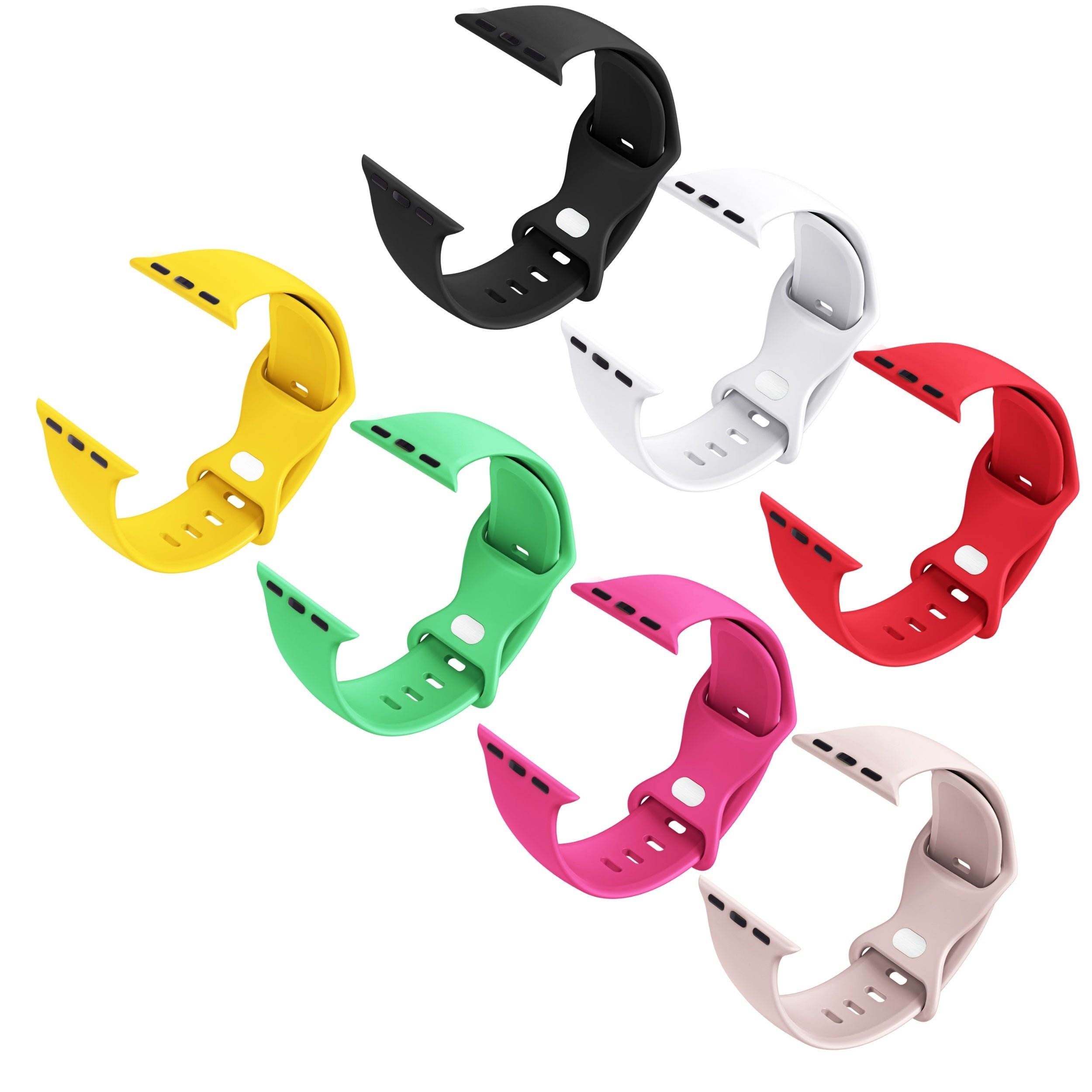 Apple Watch Compatible Silicone Straps: 7 Colors for 38mm, 40mm, 41mm, 42mm, 44mm, 45mm, 49mm Watches - Butterfly Clasp, Casual Style