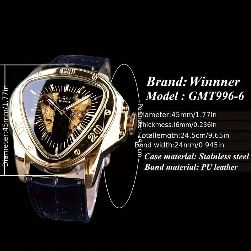 [Cobra Triangle Mechanical Watch] Cobra Triangle Mechanical Watch - High-Value Light Luxury Watch for Men - Fashionable Business Casual Personality Cool Trendy Street Men's Watch