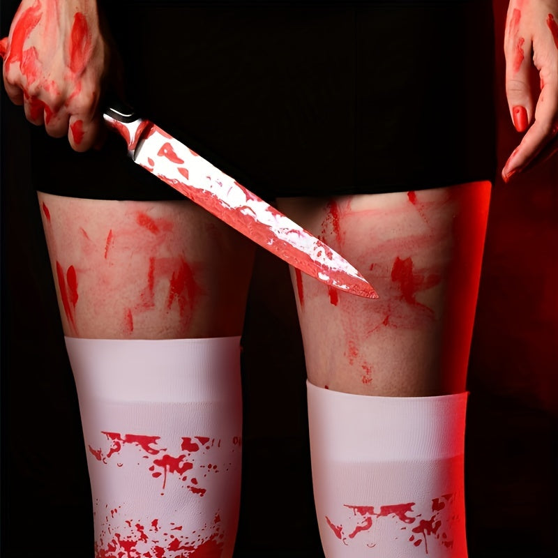 Vampire Nurse Blood Stockings - Halloween Costume Accessory - Knee-High Socks - Party Wear - Hand Wash or Dry Clean - No Battery Required